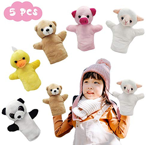 CreepyParty Lot de 5 marionnettes à main en forme d'animal pour enfants, enfants, garçons, filles
