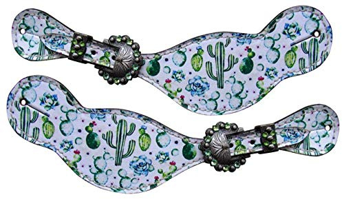 Showman Ladies Size Cactus Print spur Straps