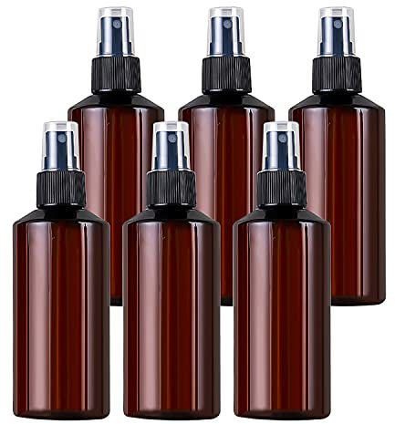 TIANZD 6 Stück Braun Leere 200 ml Kunststoff Feinen Nebel Sprühflasche mit Schwarz Zerstäuber Flasche Pumpzerstäuber Parfümzerstäuber Zerstäuberflasche Reise Flakons, 1x Trichter