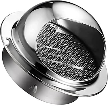 Vägg Air Soffitventiler, 304 rostfritt stål rund vägg ventilationsutlopp skydd, avgasgaller med skärmnät, ventilhuva för lägenhet, villa, lägenhet, hus (silver 200 mm/7,87 tum)