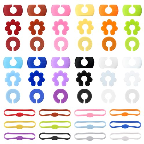 Nivofu 48 Pezzi Segna Bicchieri per Calici, Etichette per Bicchieri, Marcatori per Bevande, Ciondoli per Calici da Vino, Vino Marcatori, Segnabicchieri Silicone per Famiglia, Feste, Bar, 4 Stile