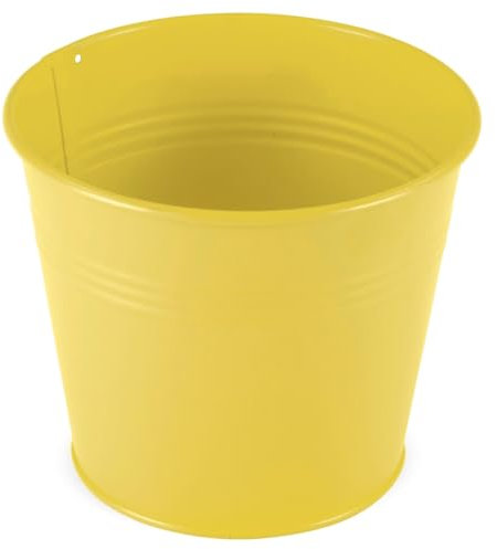 Vaso da fiori in metallo giallo, 16 cm x 15 cm, come vaso per orchidee, vaso per piante, vaso per erbe aromatiche, vaso per bonsai e accessori per piante, vaso decorativo per balcone e davanzale