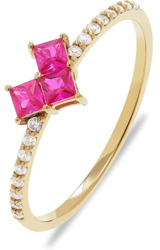 CHRIST Damen-Ring 925er Silber, recycelt Zirkonia 60, Gelbgold 32027220