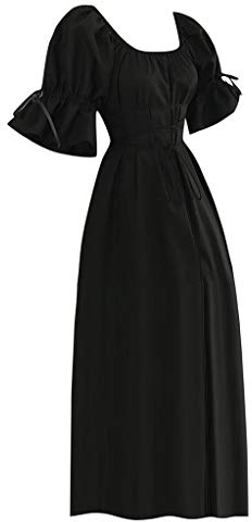 BOTCAM Abito rinascimentale abito vittoriano da donna costume a vita alta abiti medievali a maniche corte maxiabiti con lacci stile palazzo abito da sera costume da principessa abito da ballo vintage