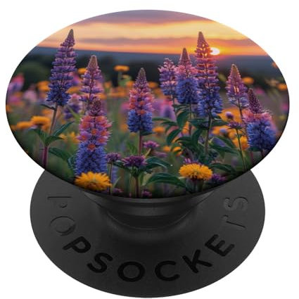 Anise Hyssop Flower Field Beautiful Sunset Graphic PopSockets Swappable PopGrip
