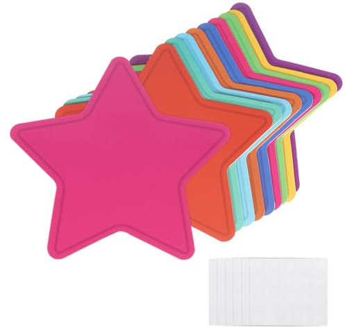sourcing map 72 Pcs Star Cutouts, 3.3 x 3.5 Inch Star Shaped Paper Cards for DIY Projects, Red, Orange, Yellow, Green, Cyan, Blue, Dark Blue, Purple, Dark Pink
