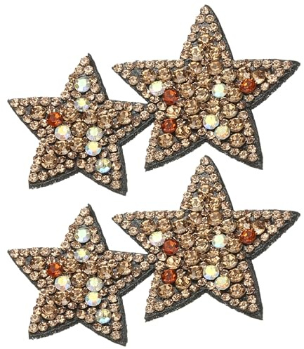 PATIKIL Double Star Applicazioni Con Strass, 2 Pc Applicazioni A Forma Di Stella Doppia Con Strass Per Scarpe Vestiti Pantaloni Borsette, Marrone