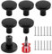 6 Pièces Boutons de Meuble Noir, 24mm Porte pour Placards Cuisine Poignée Boutons de Tiroir Ronde Mat Modernes Armoire Commode Poignet Patère Murale Crochets Muraux Robuste Accroche Serviette