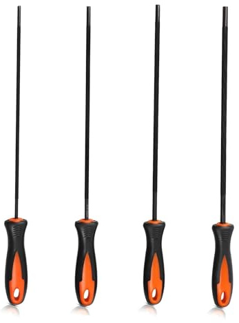 Bamyli 4 Stück Feile Für Kettensäge, 3.2/4.0/4.8/5.5mm Rundfeilen Set Mit Griff, Kettensägen Schärfen Und Instandsetzen，Pferd Feile Kettensäge Aus Kohlenstoffreichem Stahl