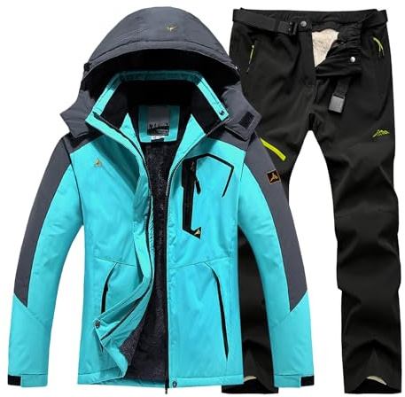 Tuta da neve termica da uomo, invernale, imbottita, calda, impermeabile, antivento, tuta da sci per attività all'aperto, giacca da sci e pantaloni, taglie forti, abbigliamento sportivo, Caff, M