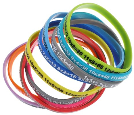 BRIGHTFUFU 12 St Multiplikationstabell Silikonarmband Elastiska Handledsband för Studenter Utbildning Färgglada för Skola Sport och Fest