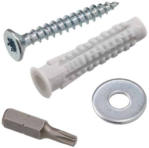 AERZETIX - Kit di 60 tasselli universali con collarino Ø6x30 mm in nylon + 60 viti per legno Ø4x30 mm + 60 rondelle larghe per bullone M4 + 1 punta di avvitamento a stella 1/4 T20