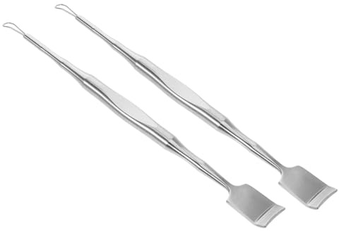 LIFKOME Lot de 2 Spatules Extractrices de Pores Visage Grosse Taille en Acier Inoxydable, Outil Nettoyant Double Extrémité pour Élimination Points Noirs, Usage Maison et Voyage