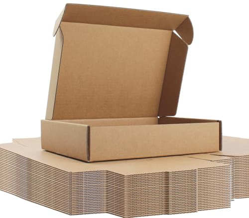 20 x 14 x 4 cm Postlådor 25-pack Kraft | Kraft postlåda med insticklock, naturligt brun inuti & utanpå, för smycken, stationery & e-handel