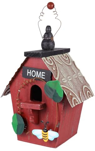Kichvoe Ornement de Nichoir en Bois Naturel Suspendu, Maison d'oiseaux pour Jardin Extérieur, Décoration Rustique de Cabane en Rondins