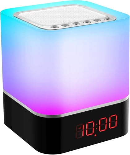 Facarler Altavoz Bluetooth, Despertador, Luz Nocturna, Lámpara de Noche con Ruido Blanco para Bebé, Altavoz Bluetooth, Luz Nocturna para Niños, para Regalo para Adolescentes, Niña, Mujer, Cumpleaños