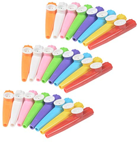 TOYANDONA Lot de 24 kazoos en plastique avec diaphragmes de flûte kazoo pour guitare, ukulélé, violon, piano, clavier pour récompenses et fêtes (couleur mélangée)