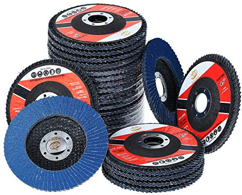 28 Pack 4 1/2 Inch Flap Disc Angle Grinder Sanding Disc Type 27 Flap Discs Premium High Density Jumbo 40 60 80 120 Grit Zirconia Flap Sanding Disc (4 1/2 inch x 7/8 Inch)
