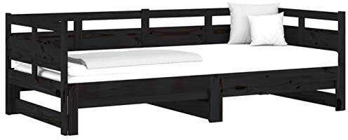 Susany Tagesbett Ausziehbar Schlafcouch Bettsofa Polstersofa Loungesofa Bettgestell Bettcouch Gästebetts Schlafsofa Sofabett Sofa Couch sitzersofa stoffsofa 80 x 200 cm (B x L),Schwarz