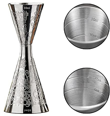 WOMLEX Misurino da cocktail con scala interna per cocktail – acciaio inox 304, adatto per bar e appartamenti (elfo, 30 ml e 60 ml)