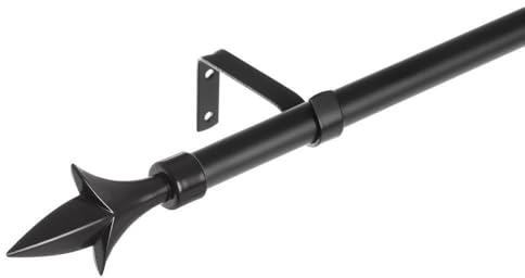 LOLAhome - Set de Barra de Cortina Extensible de 122 a 211 cm, 2 escuadras y 2 terminales Negro de Metal y plástico ABS