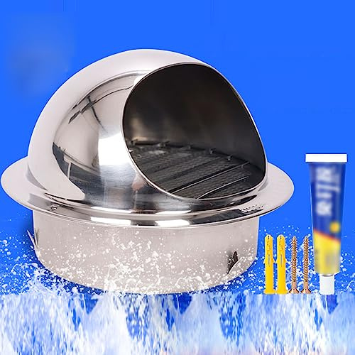 Cubierta de Chimenea de Acero Inoxidable 304,Tapa Protectora Que Termina,Cabezal Redondo de Ventilación,Cubierta de Lluvia de Chimenea de Tubo de Escape de Campana Extractora (120mm/4.7in)