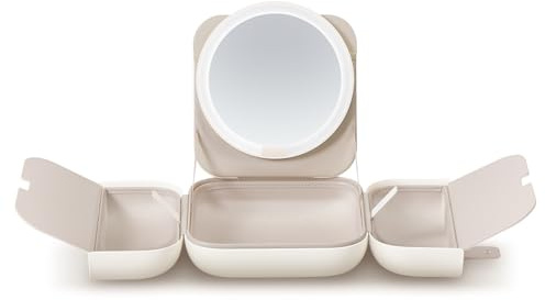 AMIRO M2 LumoCube Specchio da Borsa Portatile a LED con 5 Livelli di Luminosità, Organizer per Custodia per Trucco con Specchio - Bianco
