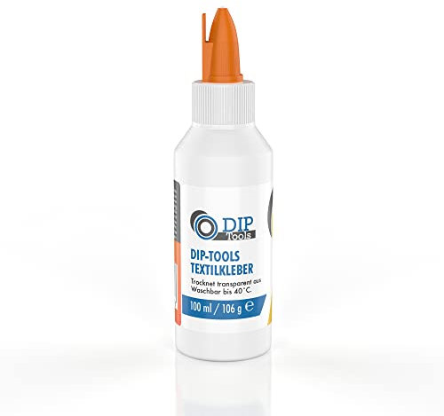 DIP-Tools Textilkleber Stoffkleber waschmaschinenfest I für Textilien Stoffe Polyester Jeans, Superkleber extra stark, transparent & wasserfest ohne Rückstände, geruchlos ohne Lösungsmittel (250ml)