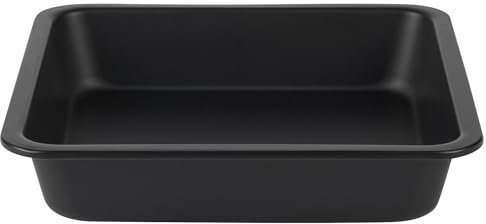 Salter Bakes Square Cake Tin – 23 cm Non-Stick Brownie Baking & Roasting Pan, Deep Cake Mould, Oven Safe Up to 220°C, PFOA-Free, Bakeware for Brownies/Birthday/Wedding Cakes, Black
