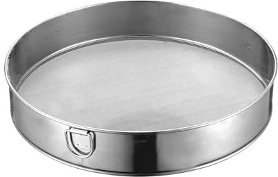 Flour Sifter, 60 Mesh Round Sifter Hand Held Flour Sifter Stainless Steel Baking Tools Flour Sieve with Hook Large Capacity Baking Sieve for Icing Sugar Cake Flour