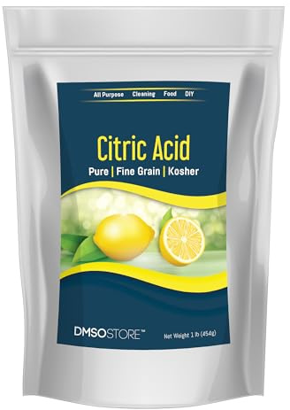 DMSOSTORE Citric Acid 1 lb Pure Fine Grain Powder Kosher Food Grade All-Purpose Cleaner