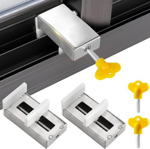 2 pièces de verrou de fenêtre, serrures pour fenêtres coulissantes, barre de fenêtre réglable, dispositif de sécurité pour enfants, verrou de fenêtre, arrêt de fenêtre, verrou de sécurité réglable en