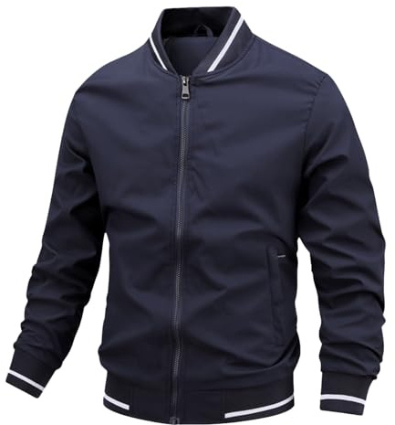 RUMAOZIA Veste de survêtement pour homme sans capuche - Veste de loisirs - Veste de survêtement d'extérieur confortable et fine - Coupe-vent - Veste d'hiver - Couleur unie - Oversize - Veste de