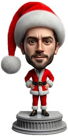 mydedor Wackelkopf mit Wackelkopf, Mann im roten Anzug, Wackelkopf-Figuren, handgefertigt, personalisierbar, Skulptur für Mann