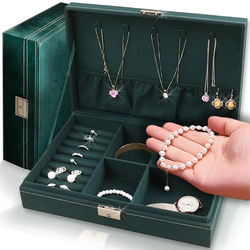 Retoo Portagioie in velluto con 1 piatto, portagioie, portagioie da donna, portagioie per anelli, orecchini, collane e orologi