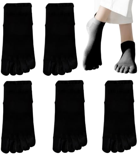 5 Paire Chaussette Doigt de Pied Femme 35-42, Antidérapantes Chaussettes à Orteil Séparés Coton Respirantes, Chaussette Basse Running Pilates Contention Sport, Socquettes Toutes Saisons