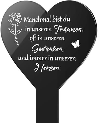 Photect Pierre Tombale en Forme de Cœur décoration Funéraire en Acrylique avec Gravure Plaque Commémorative sur Pierre Tombale Décoration Funéraire Résistante aux Intempéries