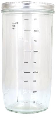 KANLVU Pot De Levain Récipients De Fermentation en Verre, Pot De Démarrage Au Levain pour Les DéButants Pots De Démarrage pour Pâte Aigre Bocaux De Fermentation(900ml A,Wooden Cap)