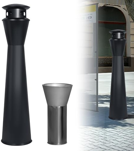 NULTRUMA Outdoor Standing Ash Bin Trash Can Standing Ashtray Outdoor for Patio, Commercial Metal Ashtrays for Disposal of Cigarette Butts Can be Used Outside in Gardens, Terraces, Hotels, Restaurants