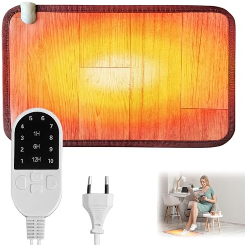 CLIUNT Chauffe Pied, Tapis Chauffant, 220 V Chauffe-Pieds Chauffant avec 10 niveaux de chauffage et 3 minuteries, Température Réglable Interrupteur, Chauffes-pieds Arrêt Programmé de Bureau ou Salon