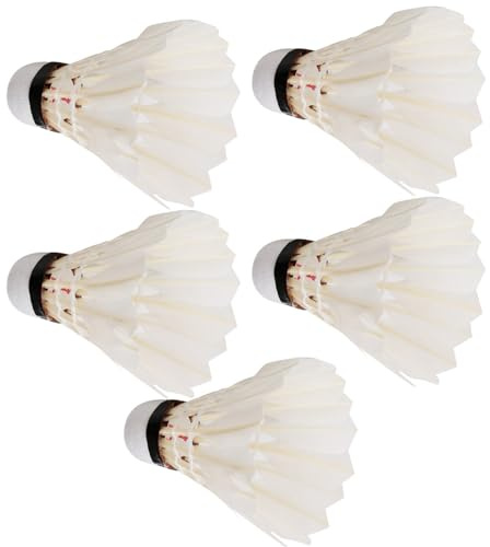ERYUE Pelotas de Bádminton de Plumas, Volantes Duraderos, Entrenamiento para Principiantes en Interiores y Exteriores, Aficionados, Plumas Pato Buena Resistencia, 5 Unidades