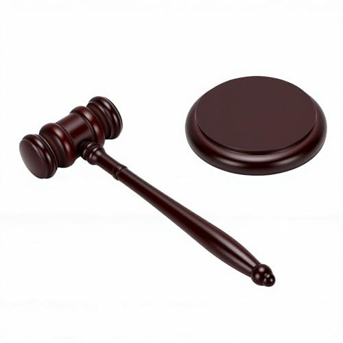RIZGHWOY Handgjort träklubba- och Ljudblocksset med Bokträkonstruktion för Professionellt Rättssalsbruk Judiciell Domarklubba (Hammare med bas)