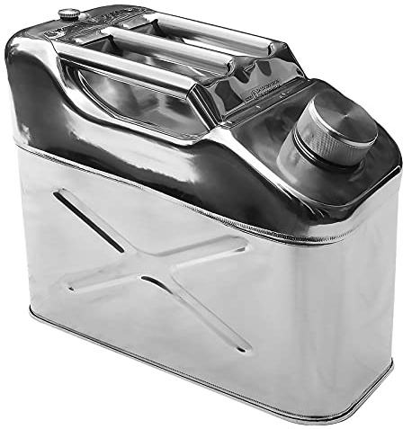 WINCHMAX Jerry Can polerad rostfritt stål bränsle bensin dieselolja vatten 10 l liter LTR