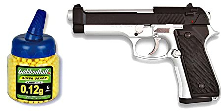 Pistola airsoft MF-9S metálica. Calibre 6mm + Funda Portabalines + 1000 bolas. 43479/21993/23054