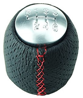 DoLED, pomello del cambio in pelle + tappo, cuciture rosse, 6 marce, ricambio