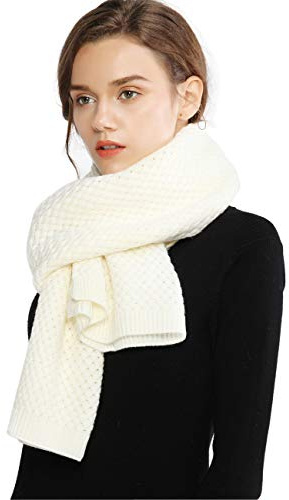 RIIQIICHY Sciarpa Bianco Donna Invernale Sciarpone Inverno Sciarpe Invernali Morbide Spessa Maglia Pashmina Scialle Caldo Regalo Donna Compleanno Natale Utili