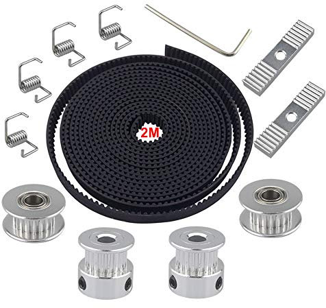 FULARR® 2m Professional GT2 Cinghia Dentata 6mm Larghezza + 2Pcs GT2 Timing Puleggia 20 denti 5mm Alesaggio + 2Pcs Idler + 4Pcs Tenditore Molla Torsione + 2Pcs Morsetto Mount Block + 2mm Allen Wrench