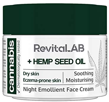 RevitaLAB Cannabis Extract Night Emollient Face Cream with Organic Hemp Seed Oil for Deep Nourishment – Dermatologically-Tested Moisturiser for Sensitive Skin, 50 ml