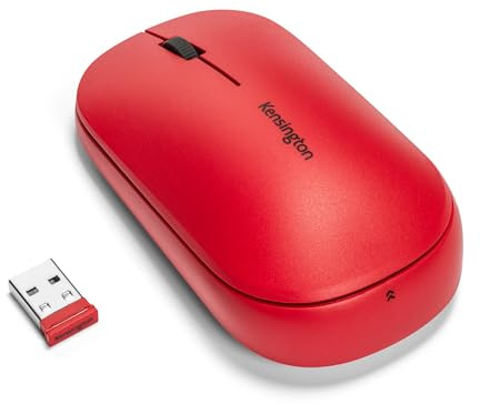 Kensington SureTrack Trådlös mus, ambidextrous, smal mus, för laptop eller stationär dator, kompatibel med Chrome, Mac, Windows och Android, röd, K75352WW