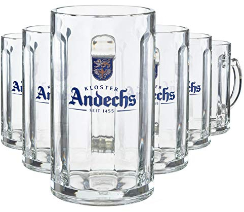 6 original Kloster Andechs Wappen Exclusiv Gastro Edition 6x 0,5l Tankard Glückauf Seidel